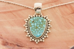 Artie Yellowhorse High Grade Kingman Turquoise Pendant